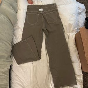 GANNI olive green wide flare jeans size 30